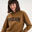 Sweat col rond manches longues beige femme