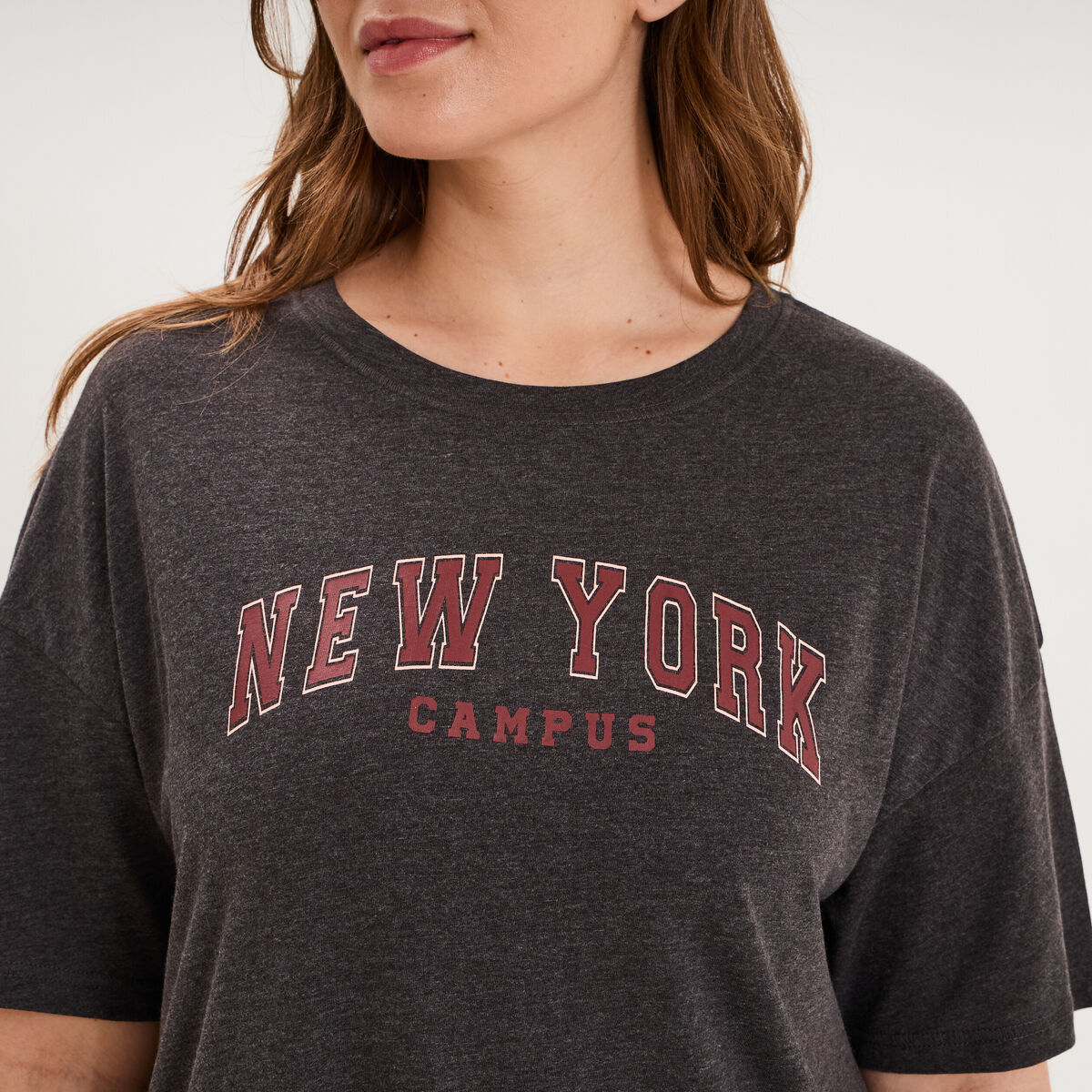Chemise de nuit courte coton majoritaire gris clair femme grande taille