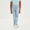 Jeans type skinny avec ceinture foulard denim double stone fille