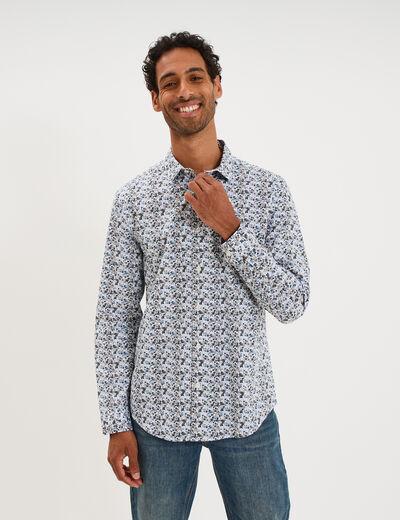 Chemise ajust&eacute;e manches longues multicolore homme