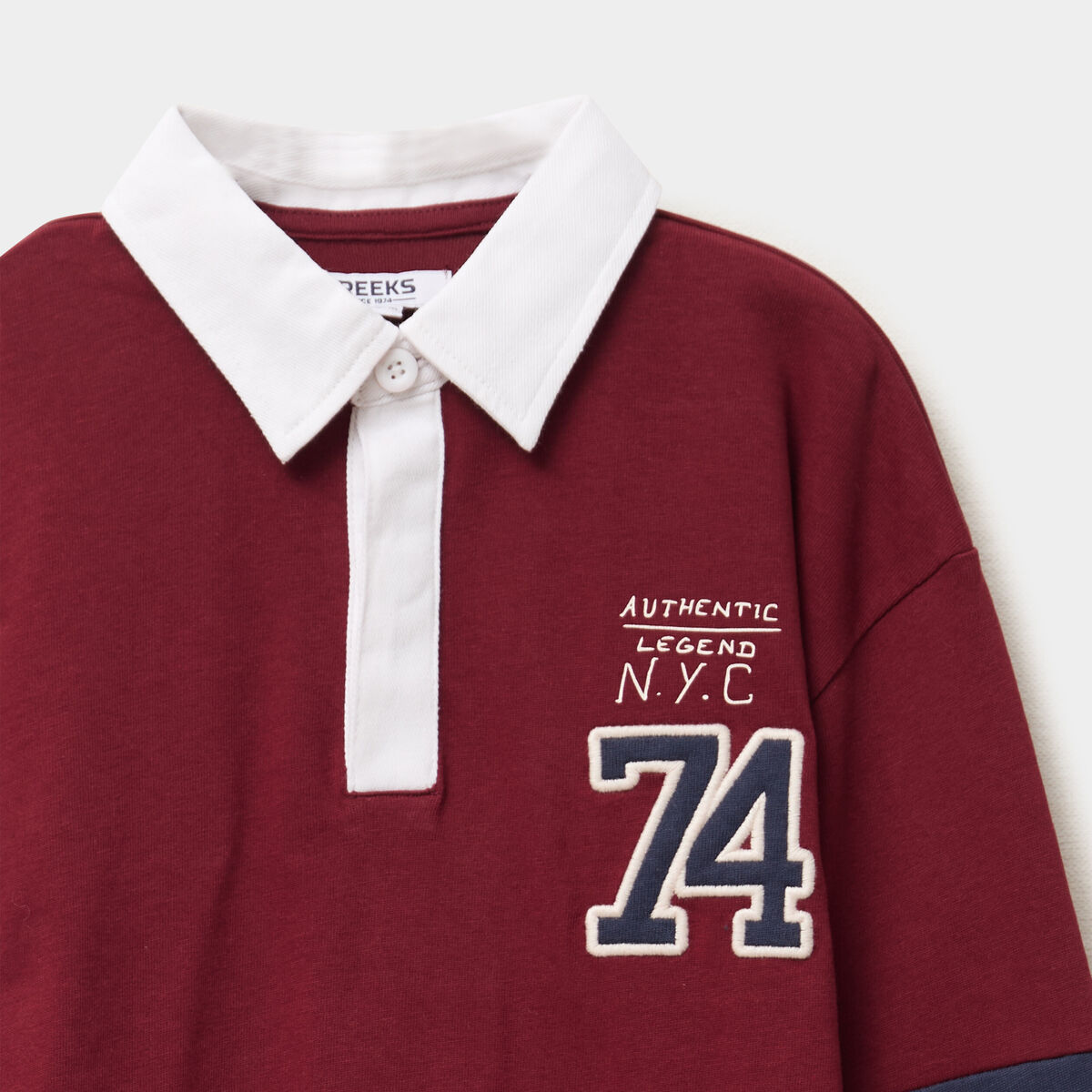 Polo manches longues coton Creeks bordeaux garçon