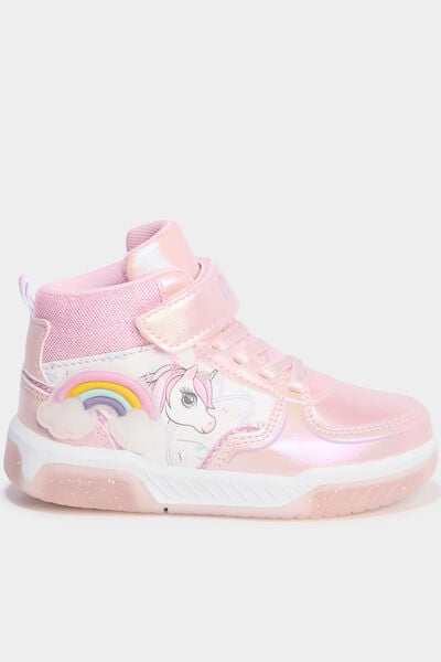 Baskets montantes lumineuses rose fille