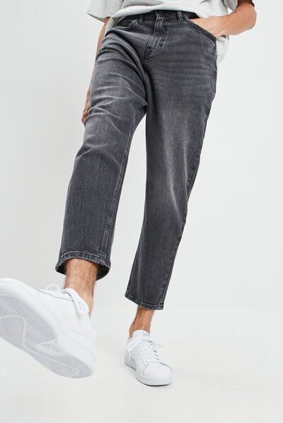 Jeans straight denim gris homme