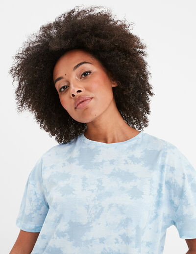 T-shirt cropped oversize Creeks bleu femme