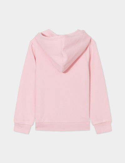 Sweat à capuche zippé rose clair fille