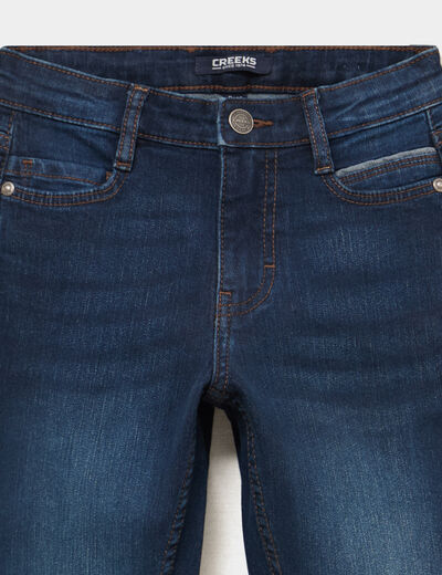 Jean skinny 5 poches taille ajustable bleu fonc&eacute; gar&ccedil;on