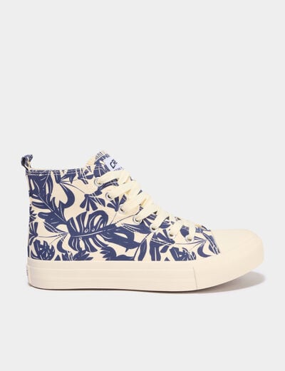 Tennis montantes en toile bleu femme
