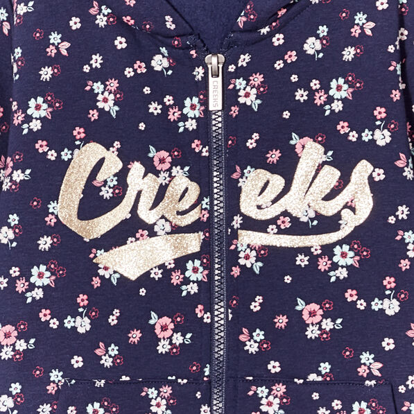 Sweat zippé à capuche Creeks bleu marine fille