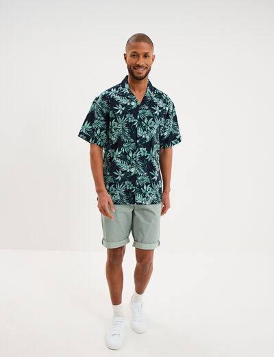 Chemise en coton manches courtes bleu homme