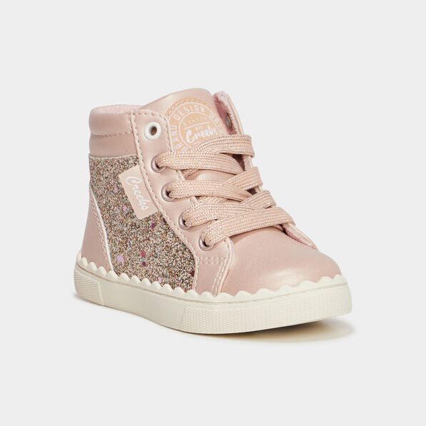 baskets montantes zippees creeks rose clair bebef Baskets montantes zippées Creeks rose clair bébé fille