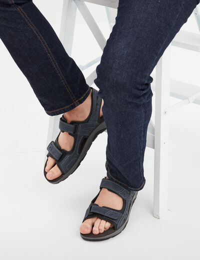 Sandales à scratchs bleu homme