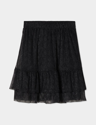 Jupe plissée à volants noir femme