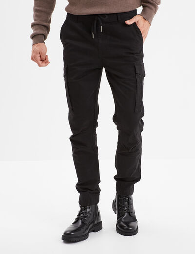 Pantalon cargo slim coton Liberto noir homme