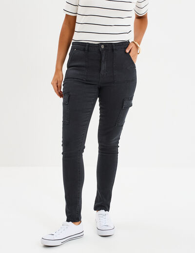 Pantalon cargo skinny 7/8ème Liberto noir femme