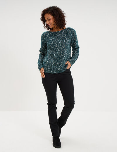 Pull manches longues bleu canard femme