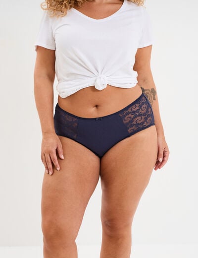 Shorty en coton bleu marine femme grande taille