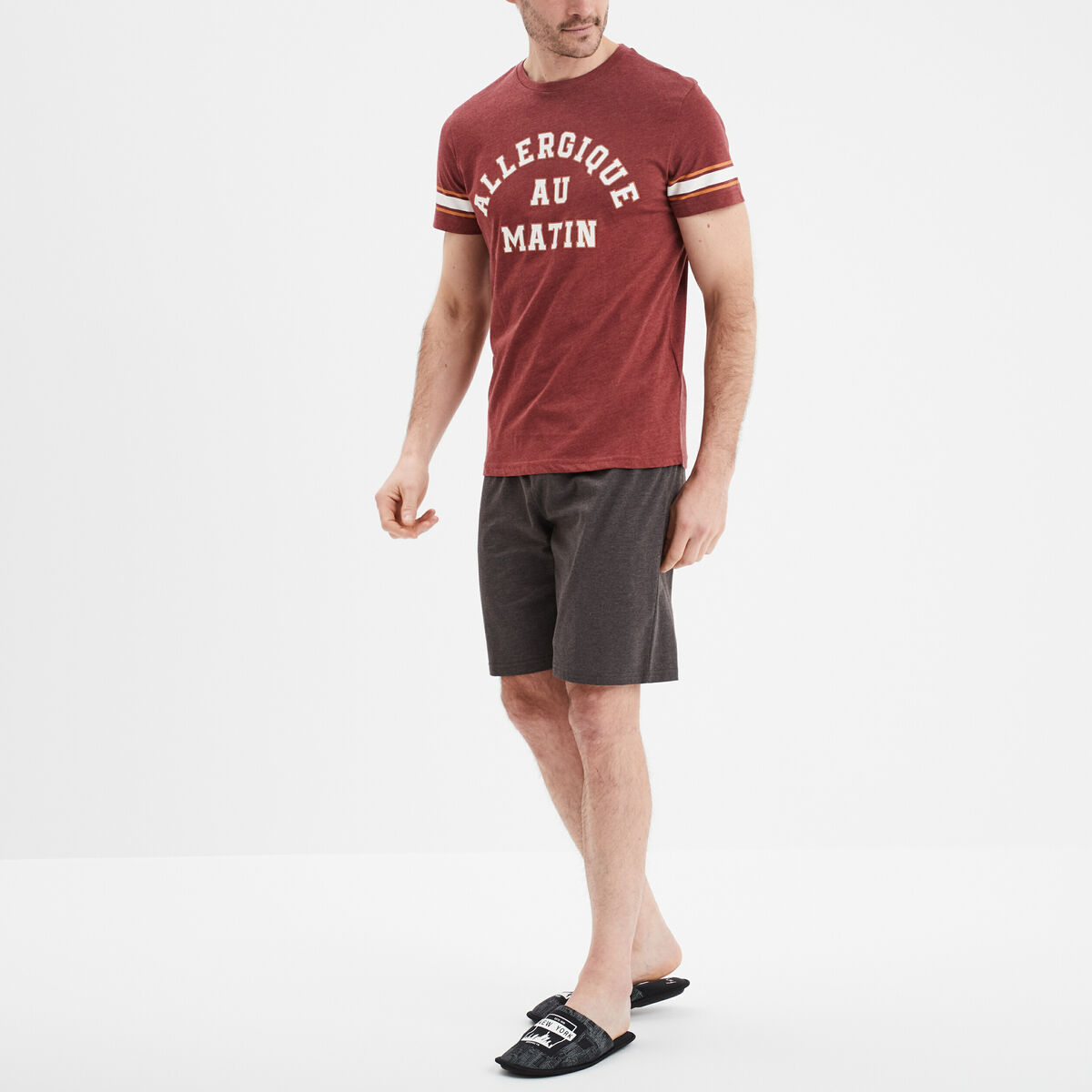Ensemble pyjama short bordeaux homme