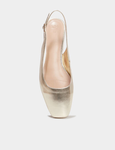 Ballerines slingback bouts carrés jaune or femme
