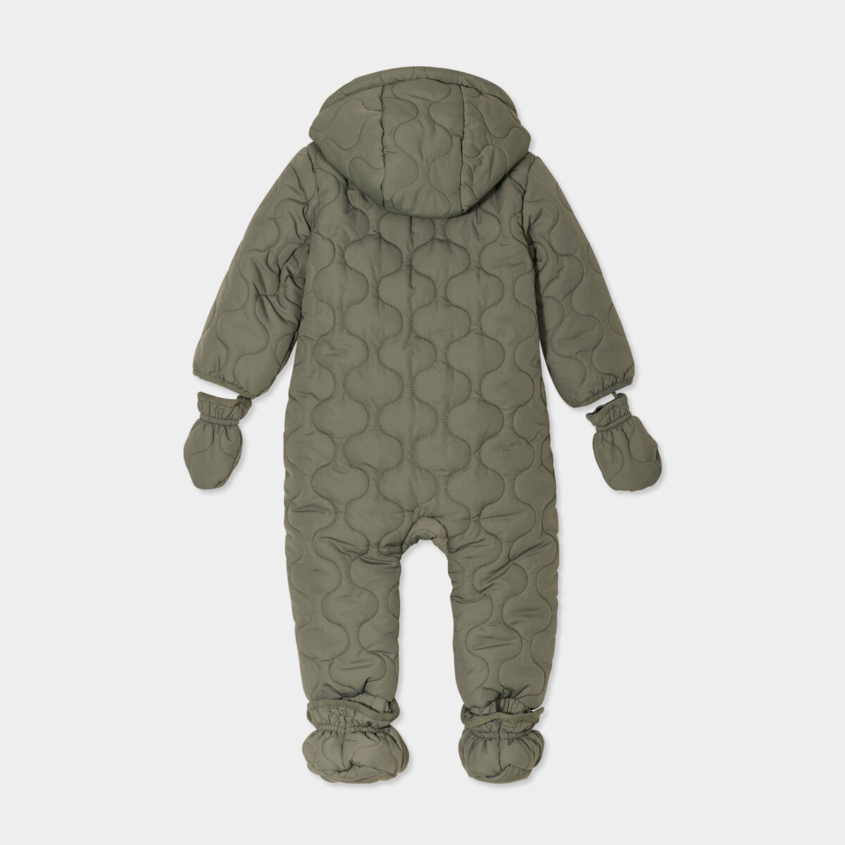 Combinaison pilote doubl&eacute;e &agrave; capuche vert kaki b&eacute;b&eacute; gar&ccedil;on
