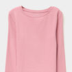 T-shirt côtelé manches longues coton vieux rose fille