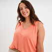 Débardeur droit col en V sans manches rose corail femme grande taille