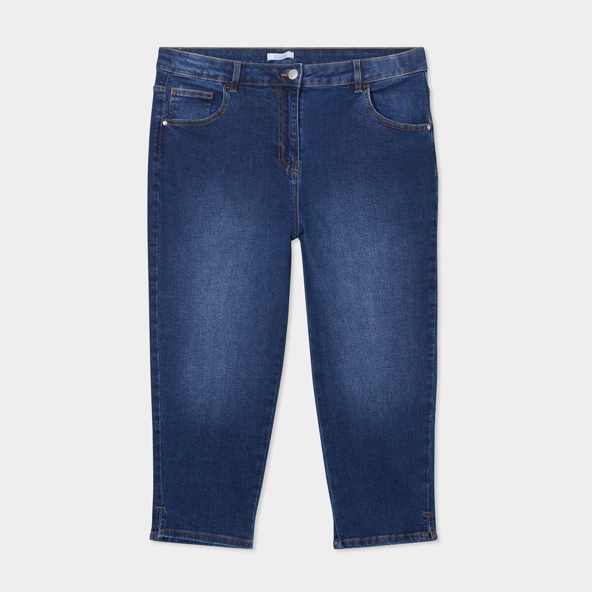 Jeans corsaire slim taille haute denim stone femme grande taille