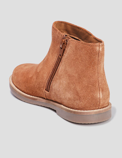 Bottines à volants en cuir camel fille