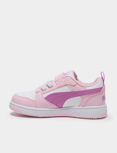 Tennis scratchs &agrave; lacets Puma Rebound V6 rose clair fille