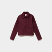 Veste paletot en su&eacute;dine boutonn&eacute;e violet fonc&eacute; femme