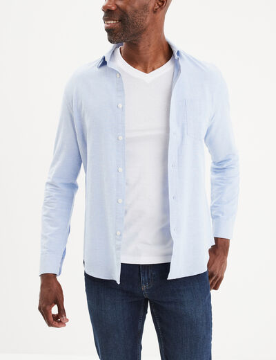 Chemise coton manches longues Creeks bleu ciel homme