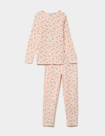 Ensemble pyjama 2 pi&egrave;ces micro polaire creme fille