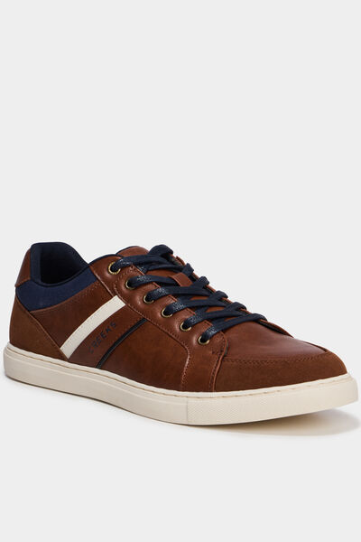 Baskets basses &agrave; lacets marron homme