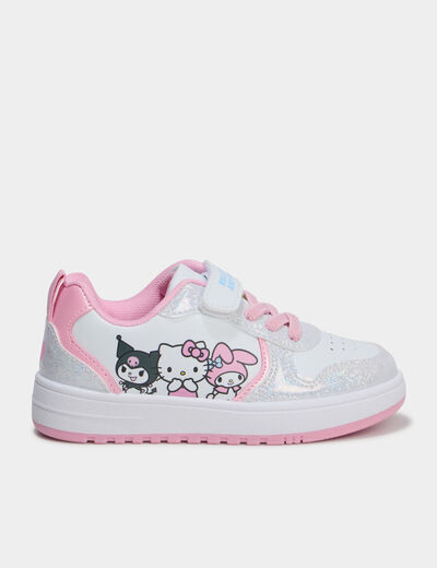 Tennis basses &agrave; scratchs Hello Kitty blanc fille