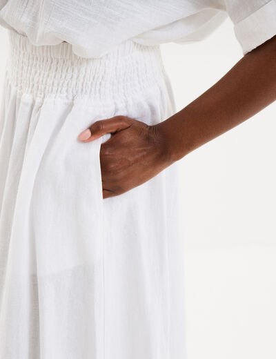 Jupe longue lin majoritaire blanc femme