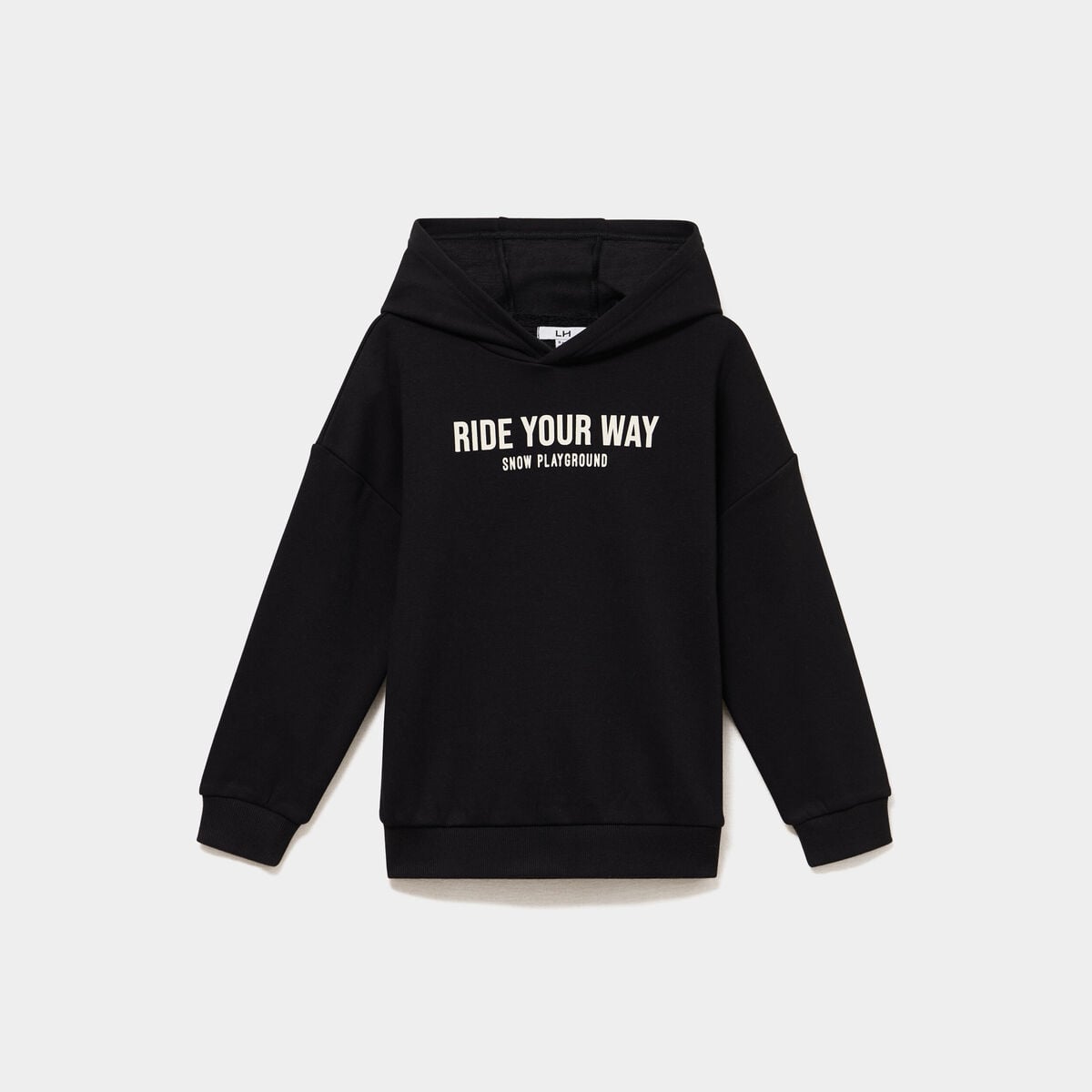 Sweat hoodie doubl&eacute; &agrave; capuche oversize noir gar&ccedil;on