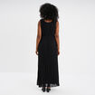 Robe longue plissée sans manches col V noir femme