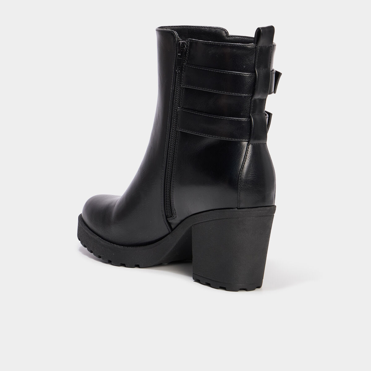 Boots à talons et boucles noir femme