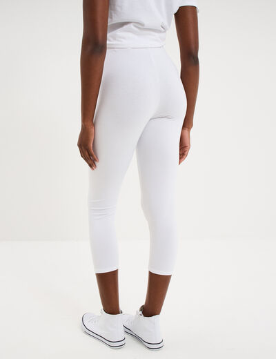 Legging &eacute;lastiqu&eacute; 7/8&egrave;me blanc femme