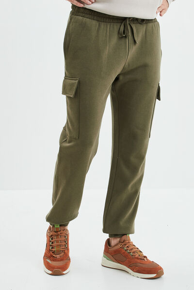 Pantalon jogging poches latérales vert kaki homme