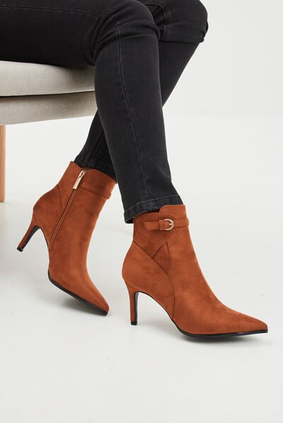 Bottines boucles et talons aiguilles marron femme