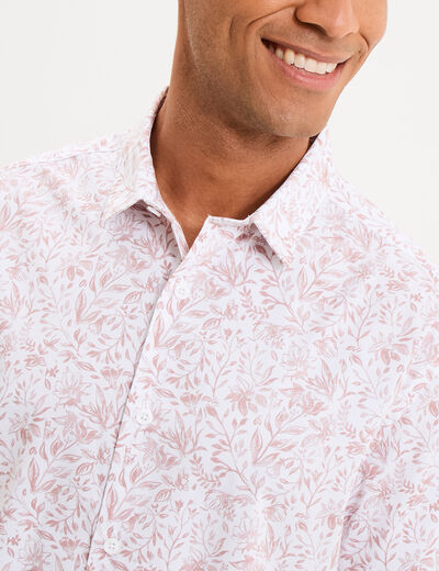 Chemise manches courtes coton vieux rose homme