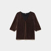 Blouse col en V manches 3/4 marron femme grande taille