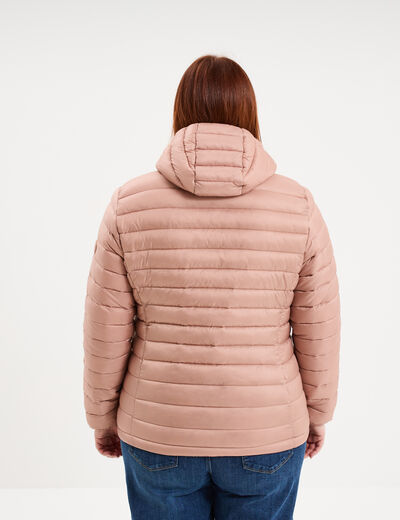 Doudoune d&eacute;perlante l&eacute;g&egrave;re &agrave; capuche vieux rose femme grande taille