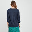 Blouse à revers manches 3/4 bleu marine femme
