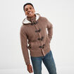 Gilet &agrave; capuche doubl&eacute;e polaire taupe homme