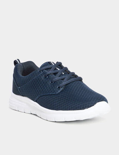Baskets running lacets élastiqués bleu marine garçon