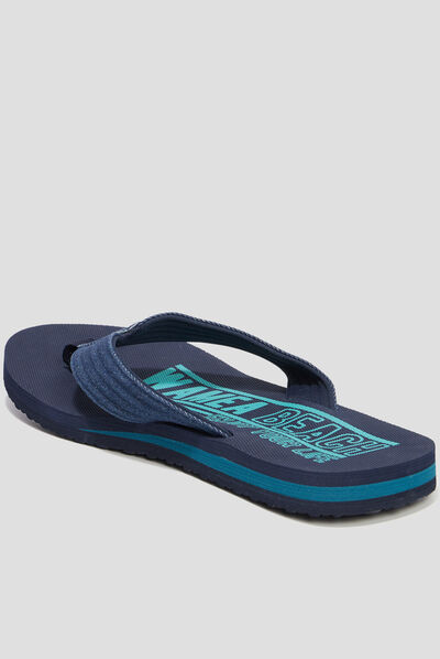 Tongs brides en jean Wamea Beach bleu homme