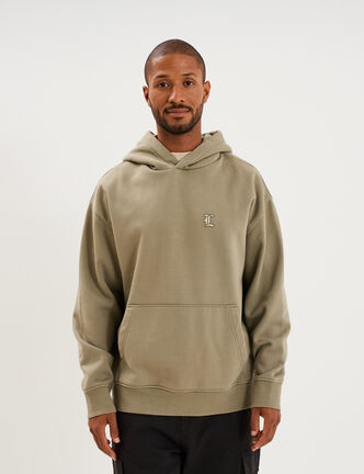 Sweat hoodie 1 poche &agrave; capuche vert kaki homme