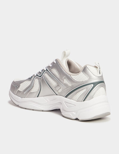 Baskets running &agrave; lacets gris argent homme