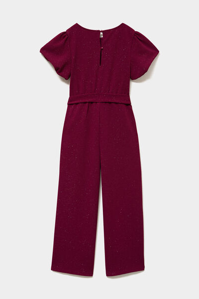 Combinaison pantalon &agrave; paillettes bordeaux fille